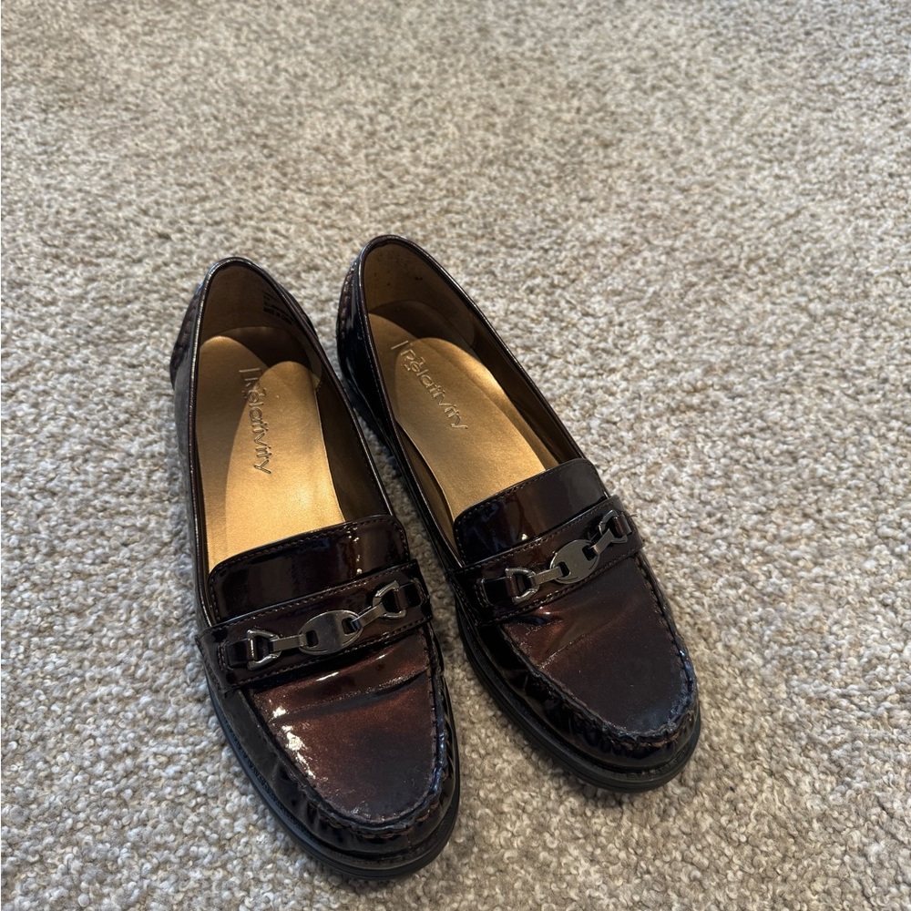 Women's Brown Faux Patent Loafers